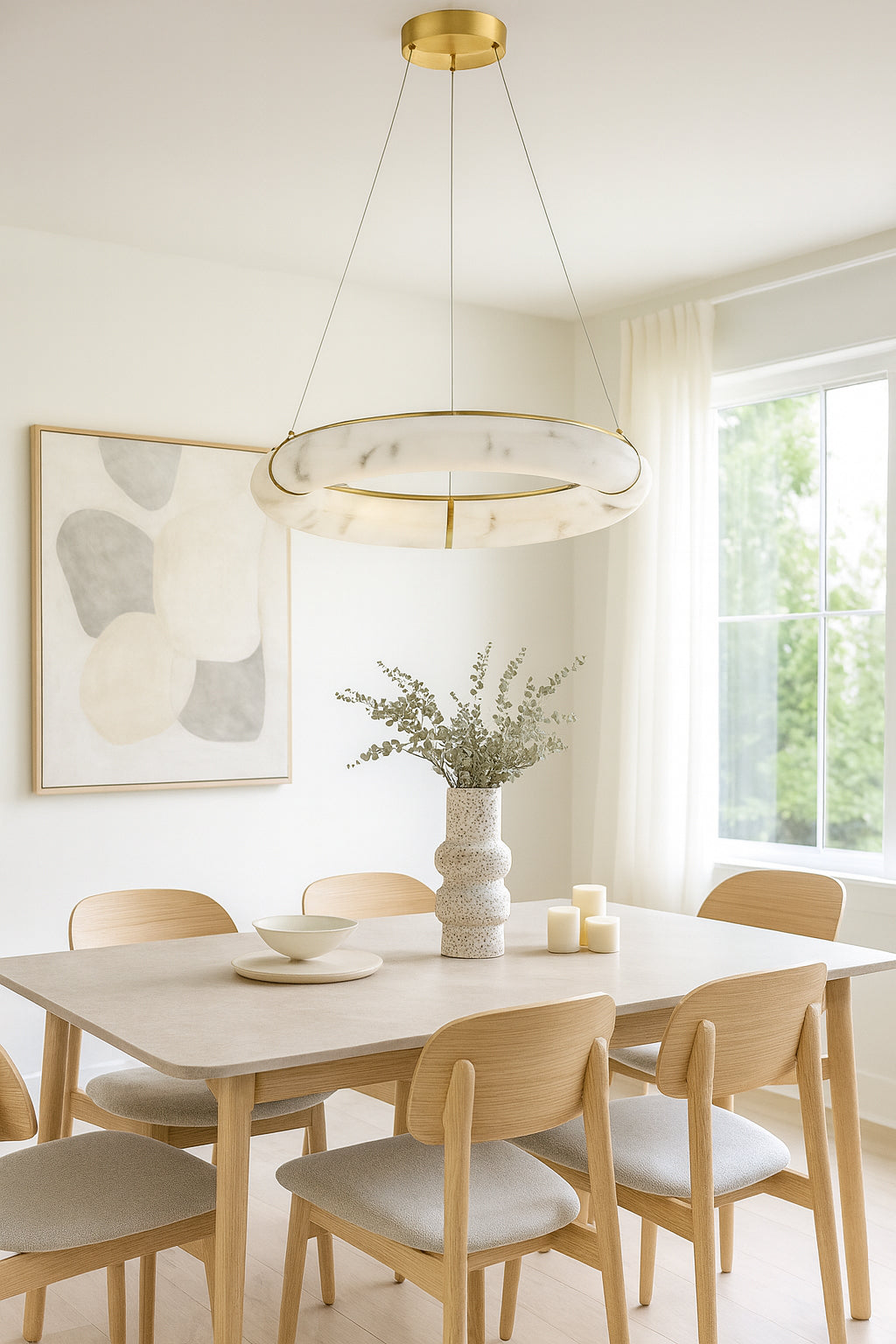Dainolite 56W Pendant, Aged Brass w/ Faux Alabaster