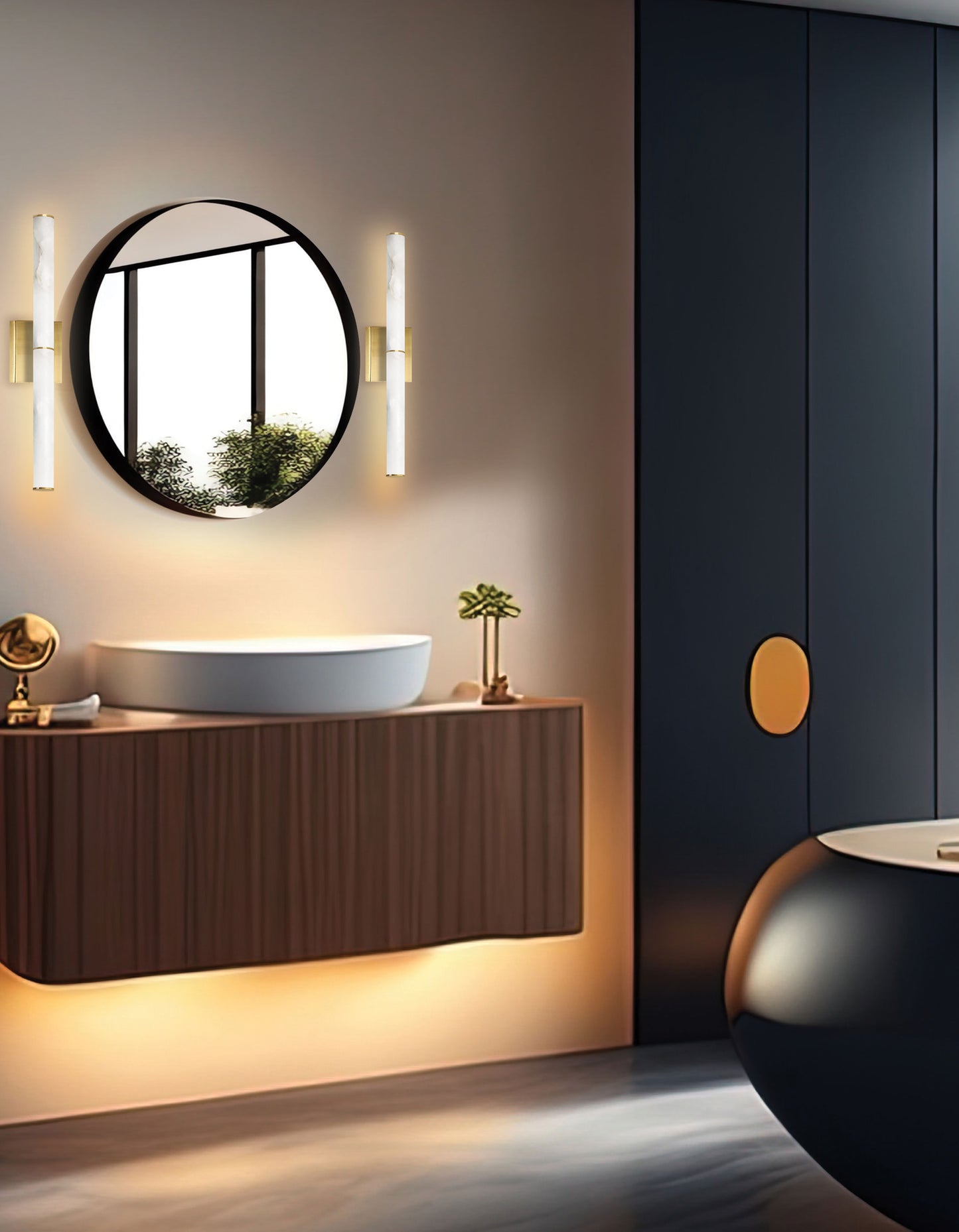 Dainolite 20W Aged Brass Wall Sconce w/ Alabaster Diffuser