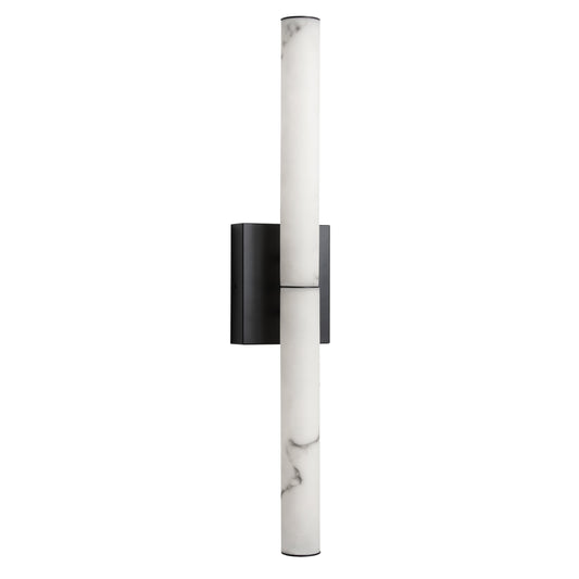Dainolite 20W Matte Black Wall Sconce w/ Alabaster Diffuser