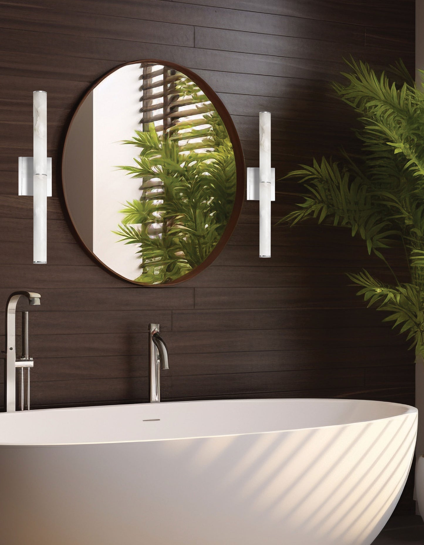 Dainolite 20W Polished Chrome Wall Sconce w/ Alabaster Diffuser