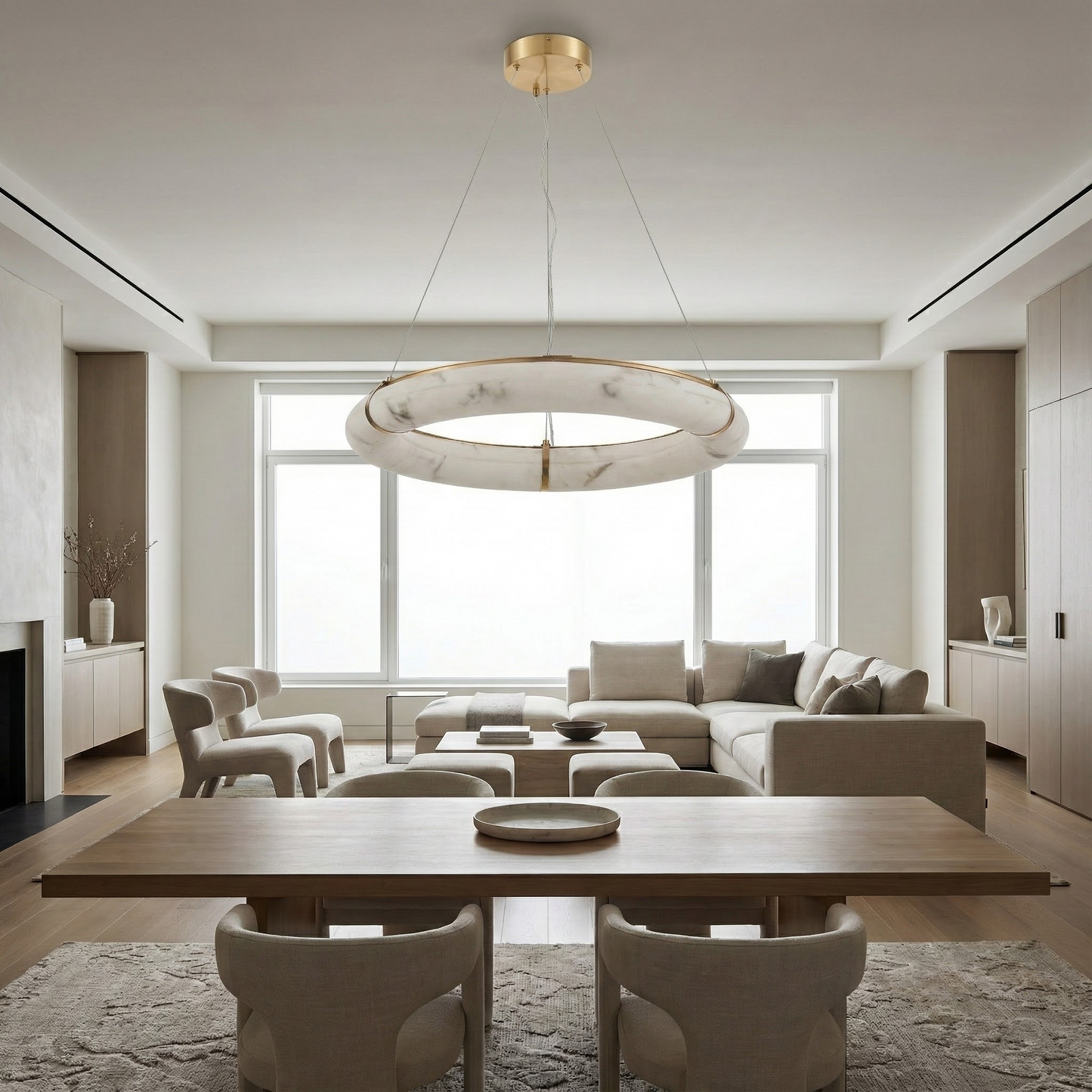 Dainolite 63W Aged Brass Pendant w/ Faux Alabaster