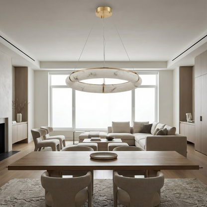 Dainolite 63W Aged Brass Pendant w/ Faux Alabaster