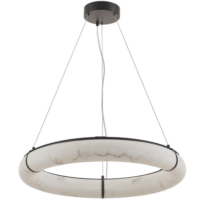 Dainolite 63W Matte Black Pendant w/ Faux Alabaster