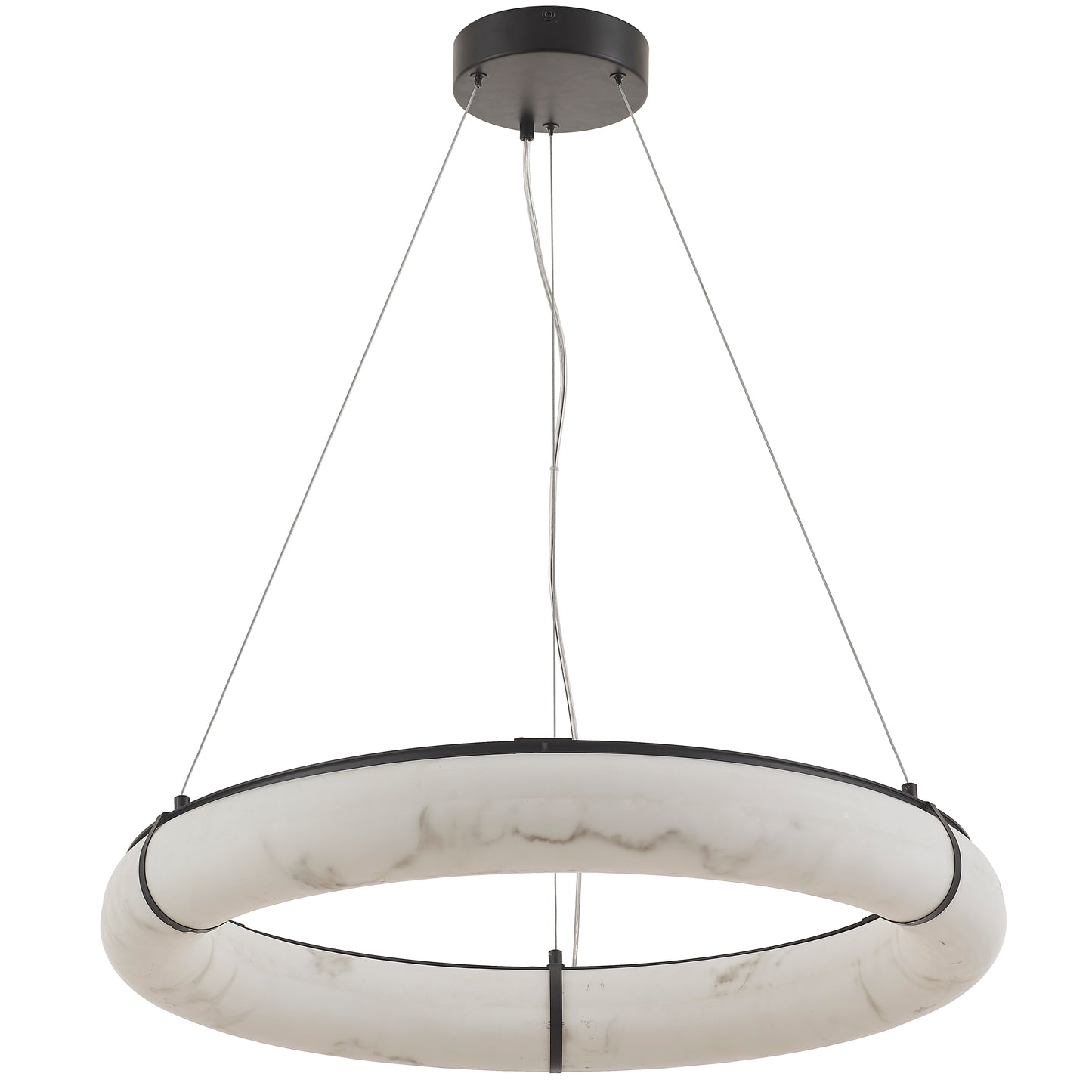 Dainolite 63W Matte Black Pendant w/ Faux Alabaster