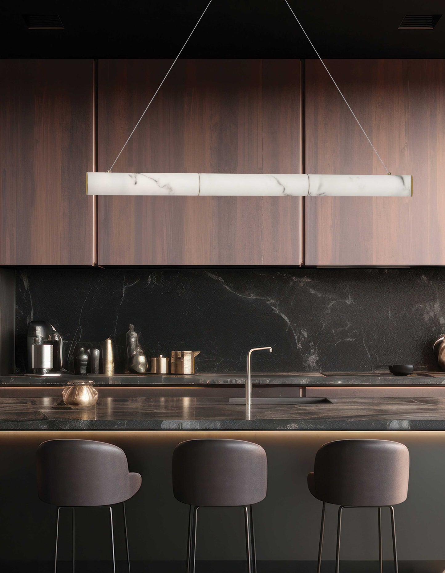 Dainolite 30W Aged Brass Horizontal Pendant w/ Alabaster Diffuser