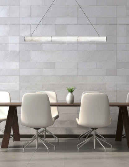 Dainolite 30W Matte Black Horizontal Pendant w/ Alabaster Diffuser