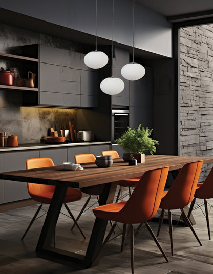 Dainolite 3 Light Pendant in Matte Black w/ White Opal Glass