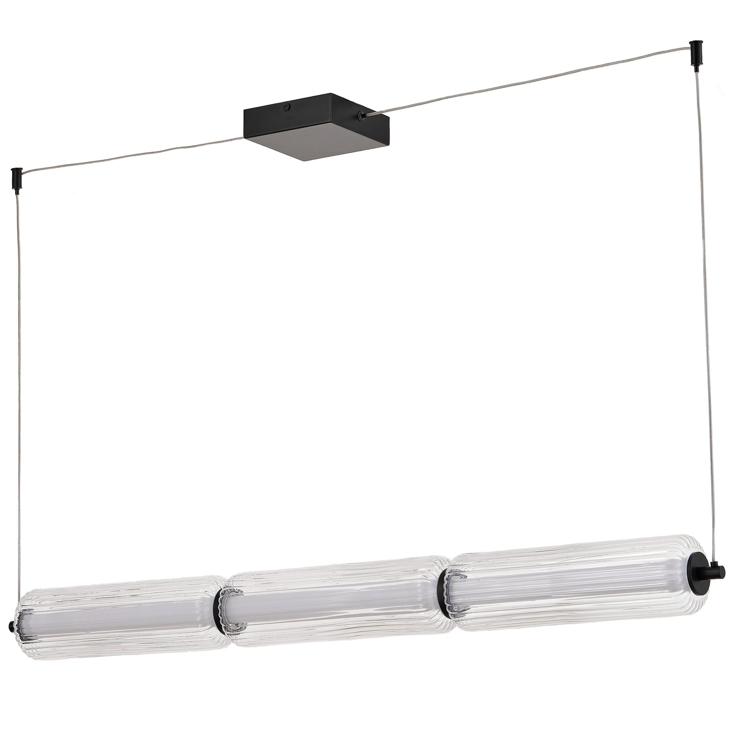 Dainolite 30W LED Horizontal Pendant, Matte Black with Clear Fluted Glass