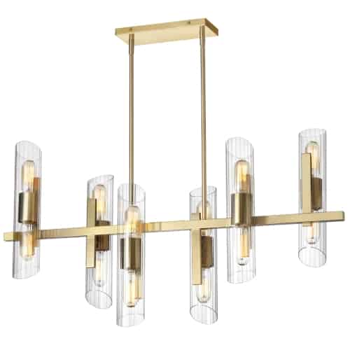 Dainolite SAM-4012HC-AGB 12 Light Horizontal Aged Brass Chandelier w/ Clear Fluted Glass