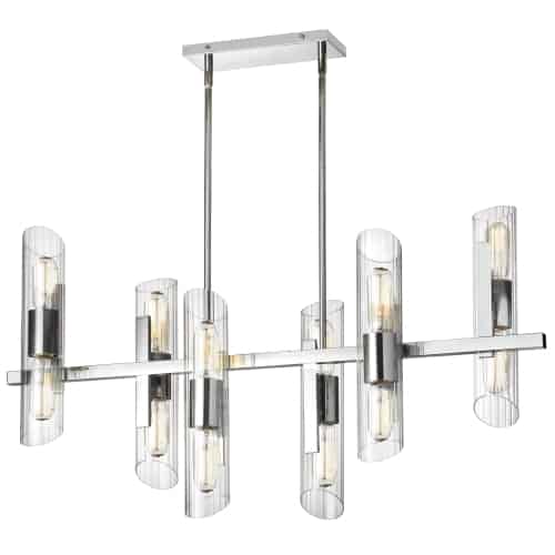 Dainolite SAM-4012HC-PC 12 Light Horizontal Polished Chrome Chandelier w/ Clear Fluted Glass