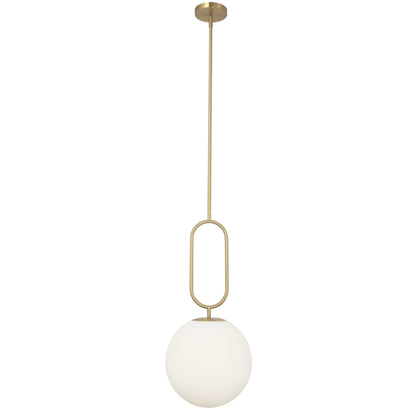 Dainolite 1 Light Incandescent Pendant Aged Brass with Opal Glass