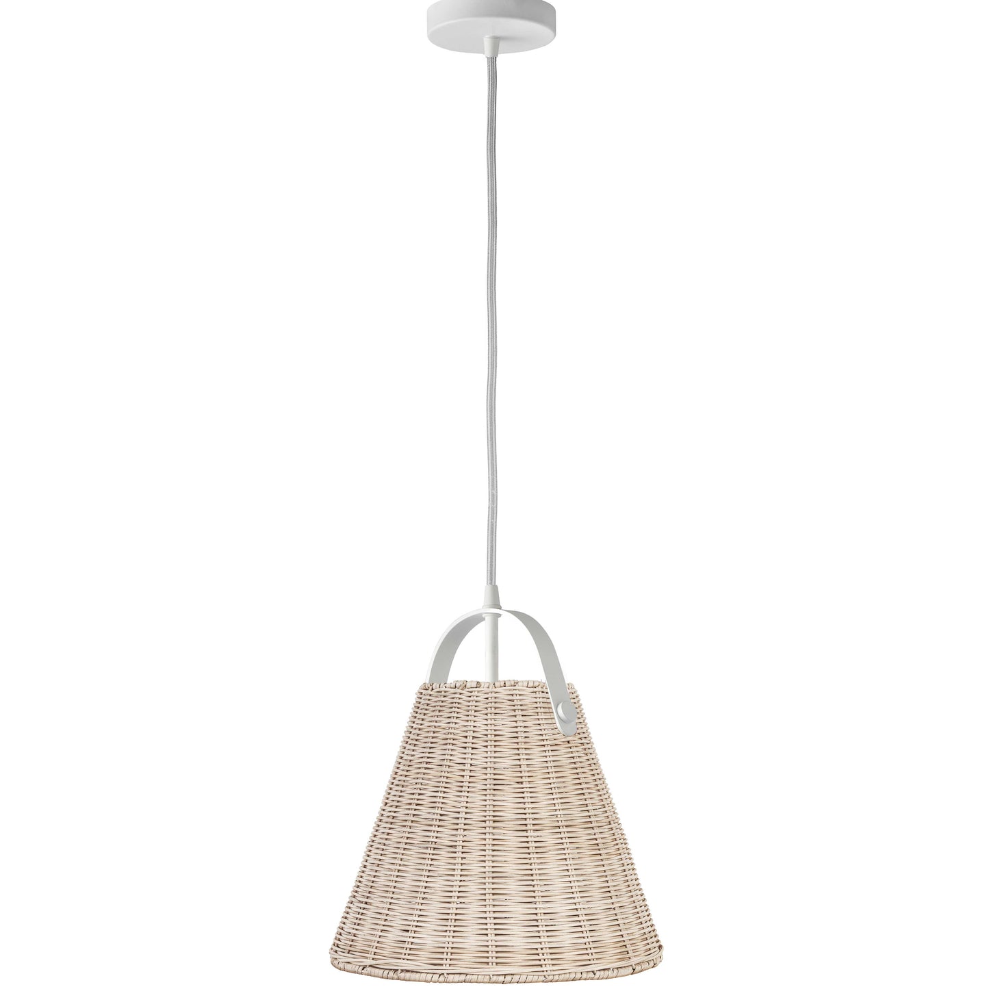 Dainolite 1 Light Incandescent Pendant Matte White with Wicker Shade