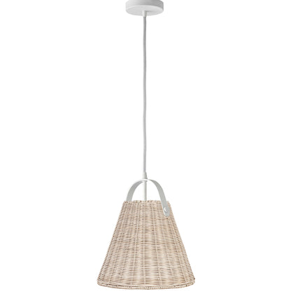 Dainolite 1 Light Incandescent Pendant Matte White with Wicker Shade