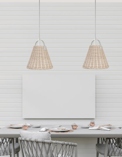 Dainolite 1 Light Incandescent Pendant Matte White with Wicker Shade
