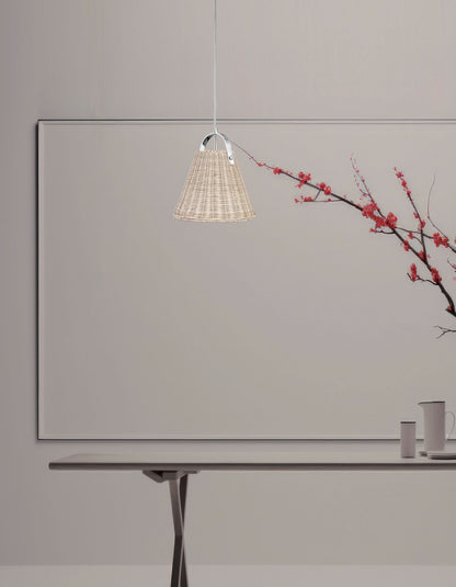 Dainolite 1 Light Incandescent Pendant Polished Chrome with Wicker Shade
