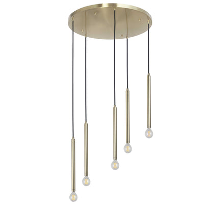 Dainolite 5 Light Pendant in Aged Brass