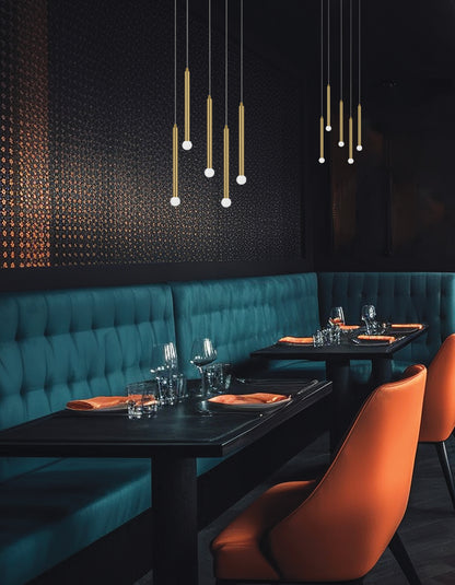 Dainolite 5 Light Pendant in Aged Brass