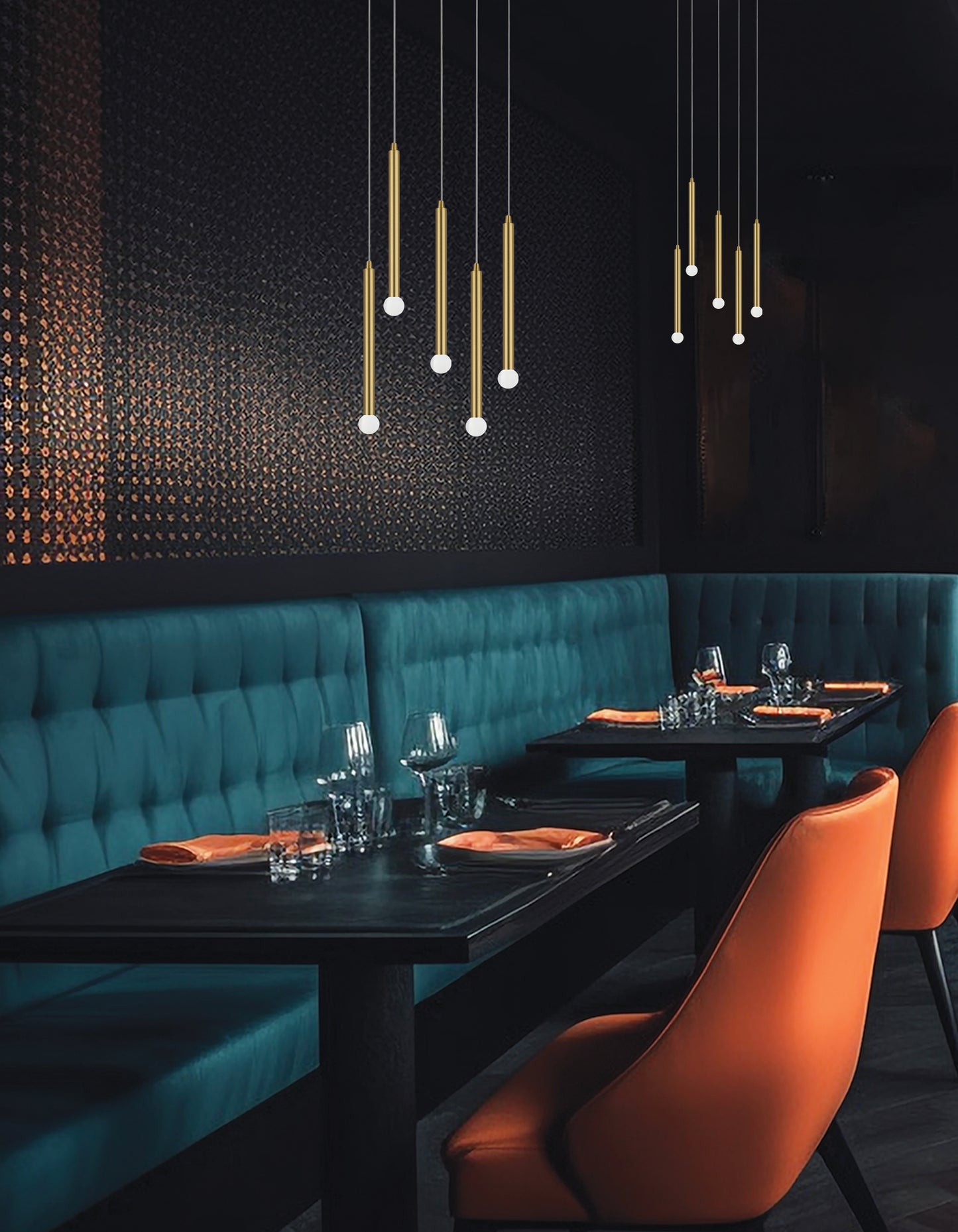 Dainolite 5 Light Pendant in Aged Brass