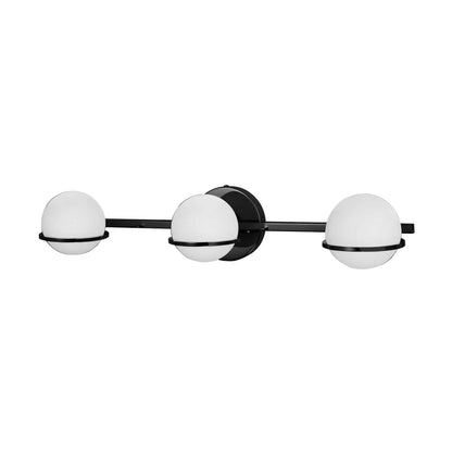 Dainolite 3 Light Halogen Vanity Matte Black Finish with White Glass