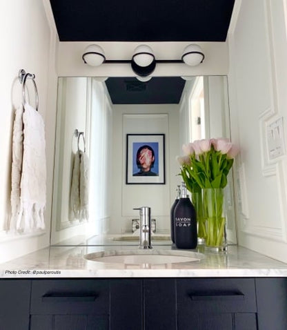 Dainolite 3 Light Halogen Vanity Matte Black Finish with White Glass