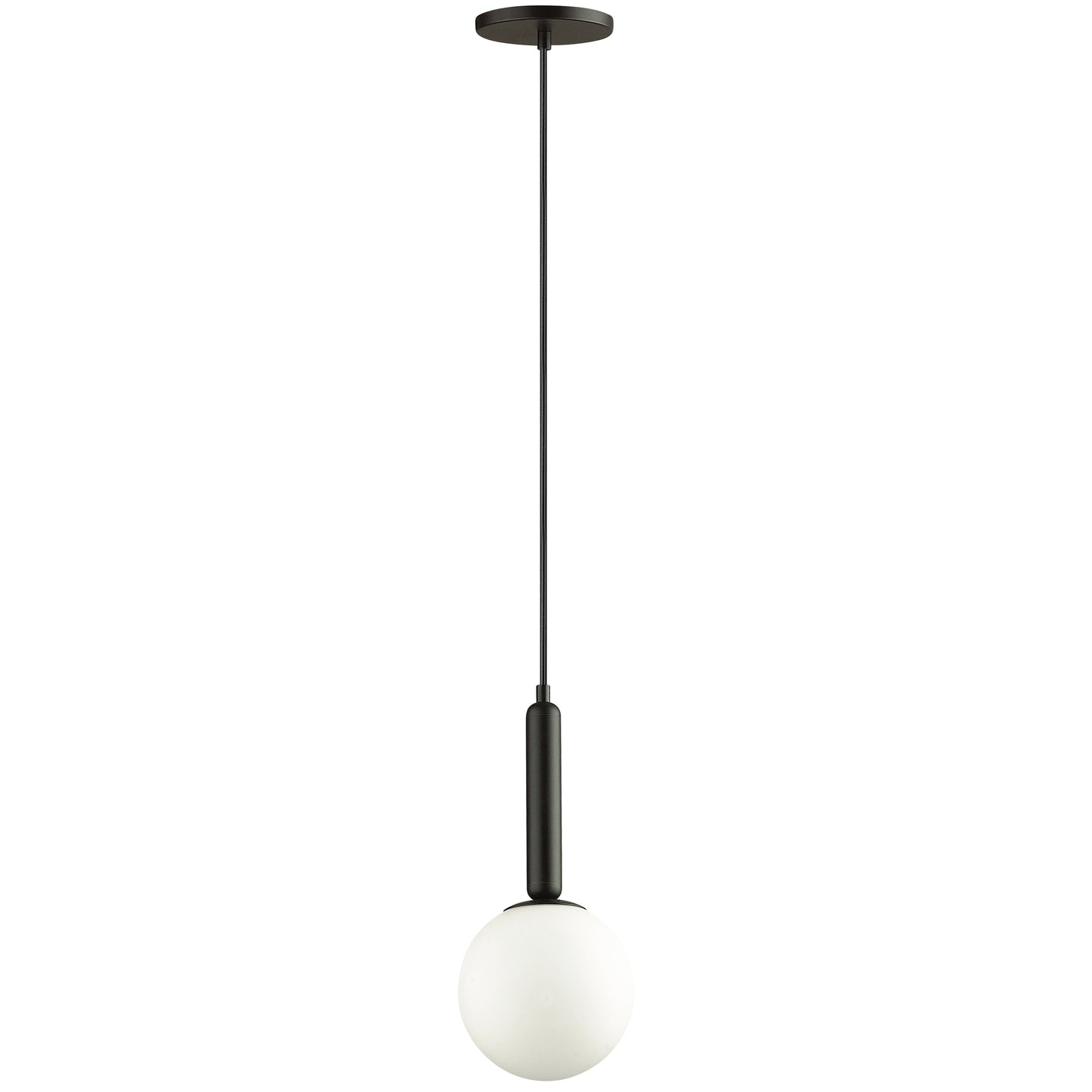 Dainolite 1 Light Incandescent Pendant, Matte Black with White Glass