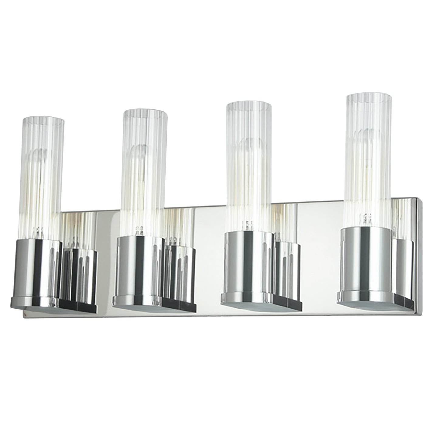 Dainolite 4 Light Incandescent Vanity, Polished Chrome w/ Clear Fluted Glass