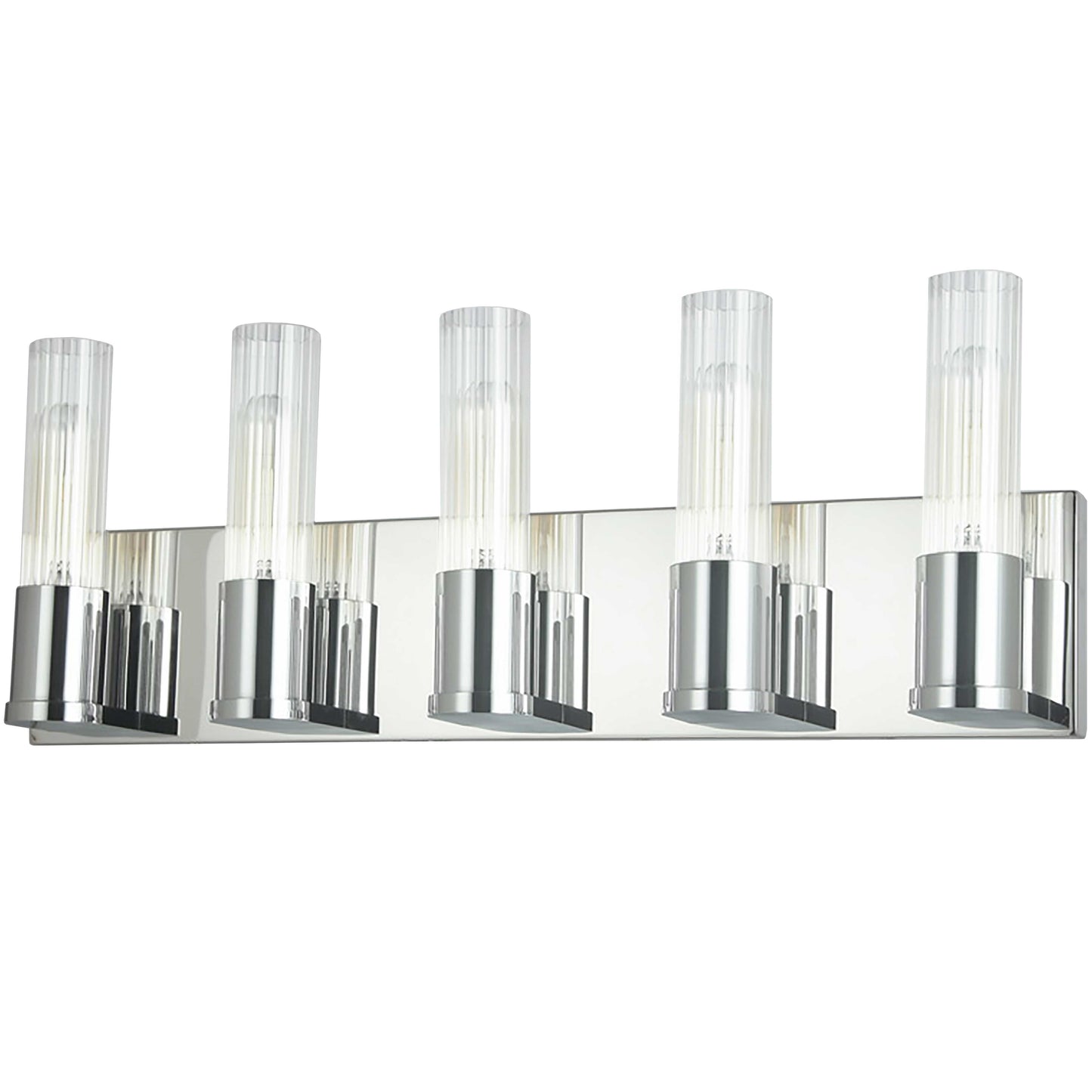 Dainolite 5 Light Incandescent Vanity, Polished Chrome w/ Clear Fluted Glass