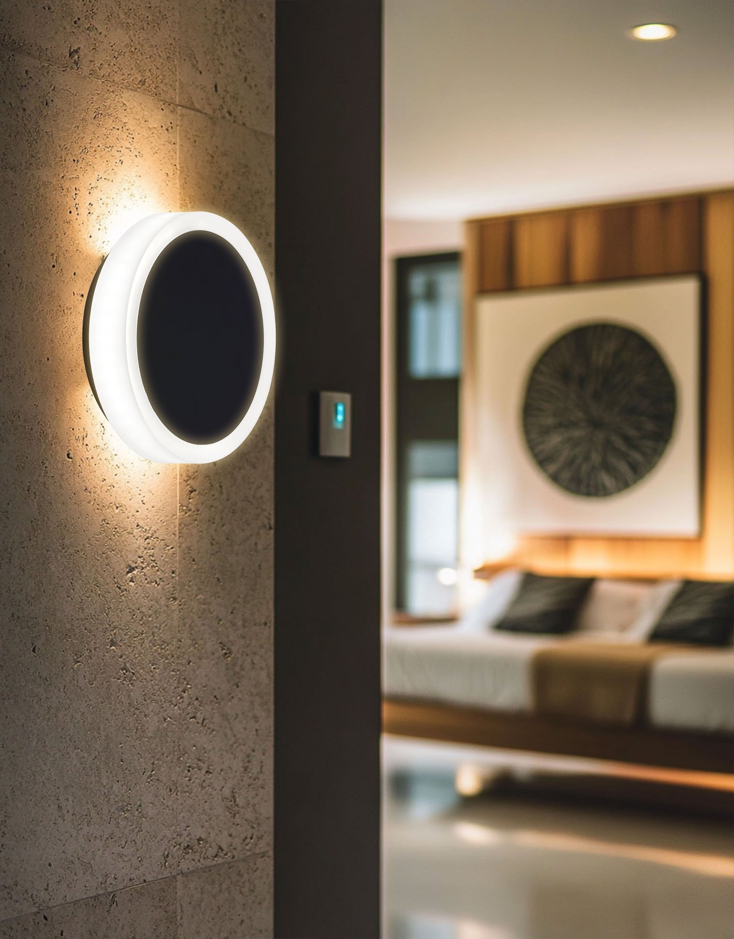 Dainolite 12W Matte Black Wall Sconce w/ Frosted Acrylic Diffuser