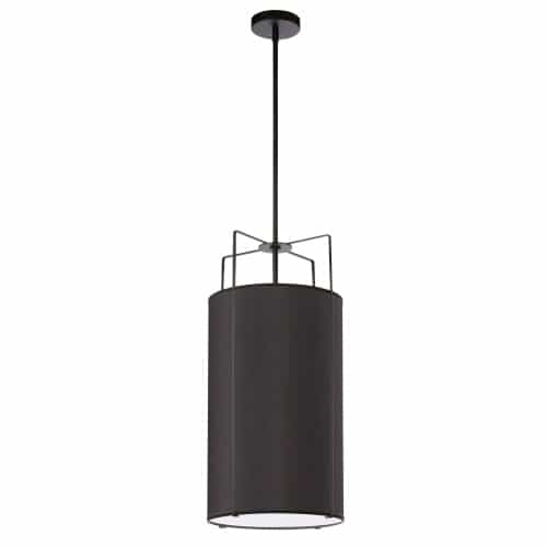 Dainolite TRA-124P-BK 4 Light Pendant Black Drum Shade w/ White Fabric Diffuser