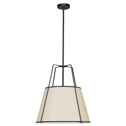Dainolite 1 Light Trapezoid Pendant Black/Cream Shade w/ White Fabric Diffuser