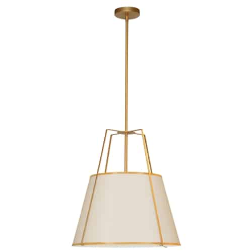 Dainolite TRA-1P-GLD-CRM 1 Light Trapezoid Pendant GLS/Cream Shade w/ White Fabric Diffuser