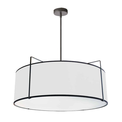 Dainolite 4 Light Drum Pendant, Black/White Shade, 790 Diffuser, Black