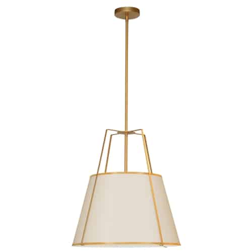Dainolite 3 Light Trapezoid Pendant Gold/Cream Shade w/ White Fabric Diffuser