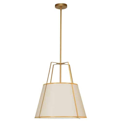 Dainolite 3 Light Trapezoid Pendant Gold/Cream Shade w/ White Fabric Diffuser