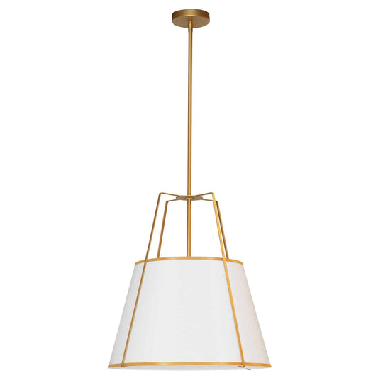 Dainolite TRA-331P-GLD-WH 3 Light Incandescent Pendant Gold with White Shade