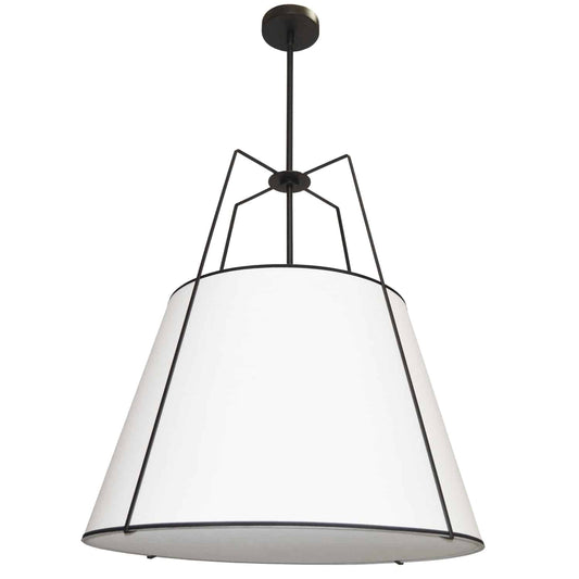 Dainolite 3 Light Trapezoid Pendant Black White Shade with 790 Diffuser
