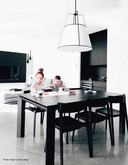 Dainolite 3 Light Trapezoid Pendant Black White Shade with 790 Diffuser