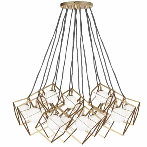 Dainolite TSN-16P-GLD 16 Light Halogen Pendant, Gold with White Glass