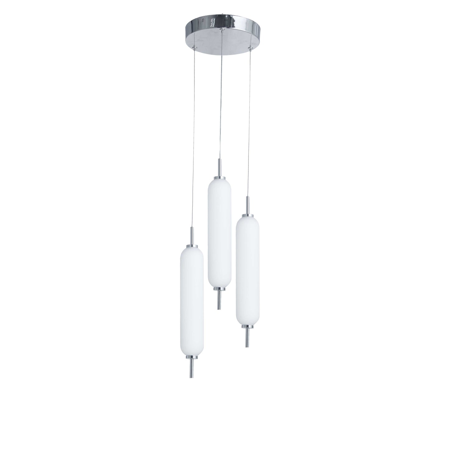 Dainolite 30W Polished Chrome Multi Light Pendant w/ White Opal Glass