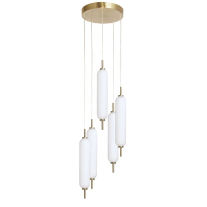 Dainolite 45W Aged Brass Multi Light Pendant w/ White Opal Glass