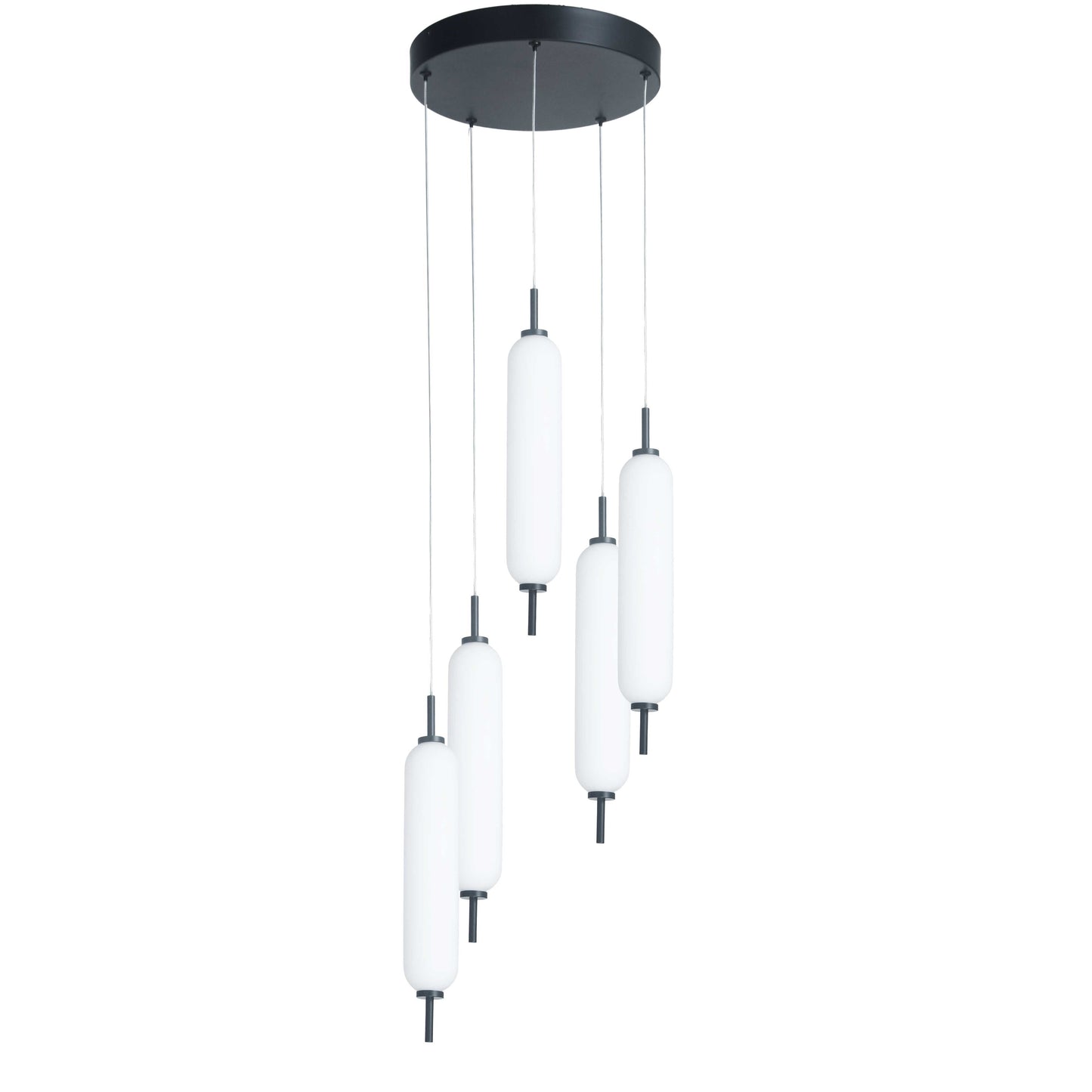 Dainolite 45W Matte Black Multi Light Pendant w/ White Opal Glass