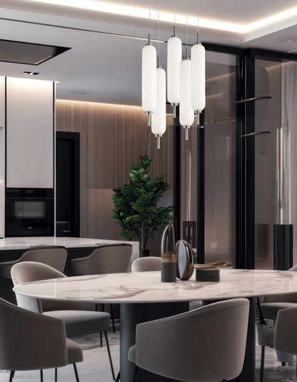 Dainolite 45W Polished Chrome Multi Light Pendant w/ White Opal Glass
