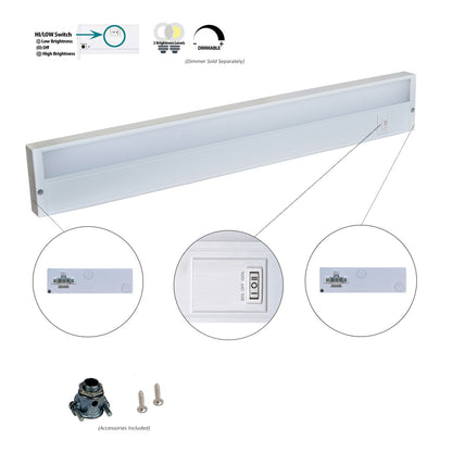 UC22-1K-HL-D LED, Undercabinet with Hi/Low Switch, 4000K, 22L, 11W, 825 Lumens