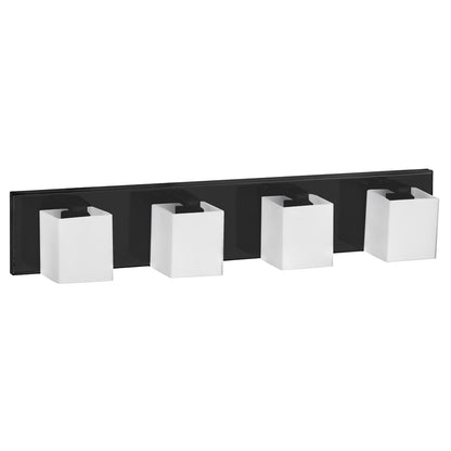 Dainolite 4 Light Halogen Vanity, Matte Black with White Glass