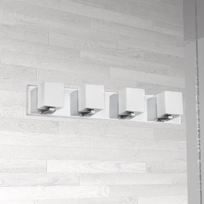 Dainolite 4 Light Vanity, Polished Chrome, Frosted White Glass