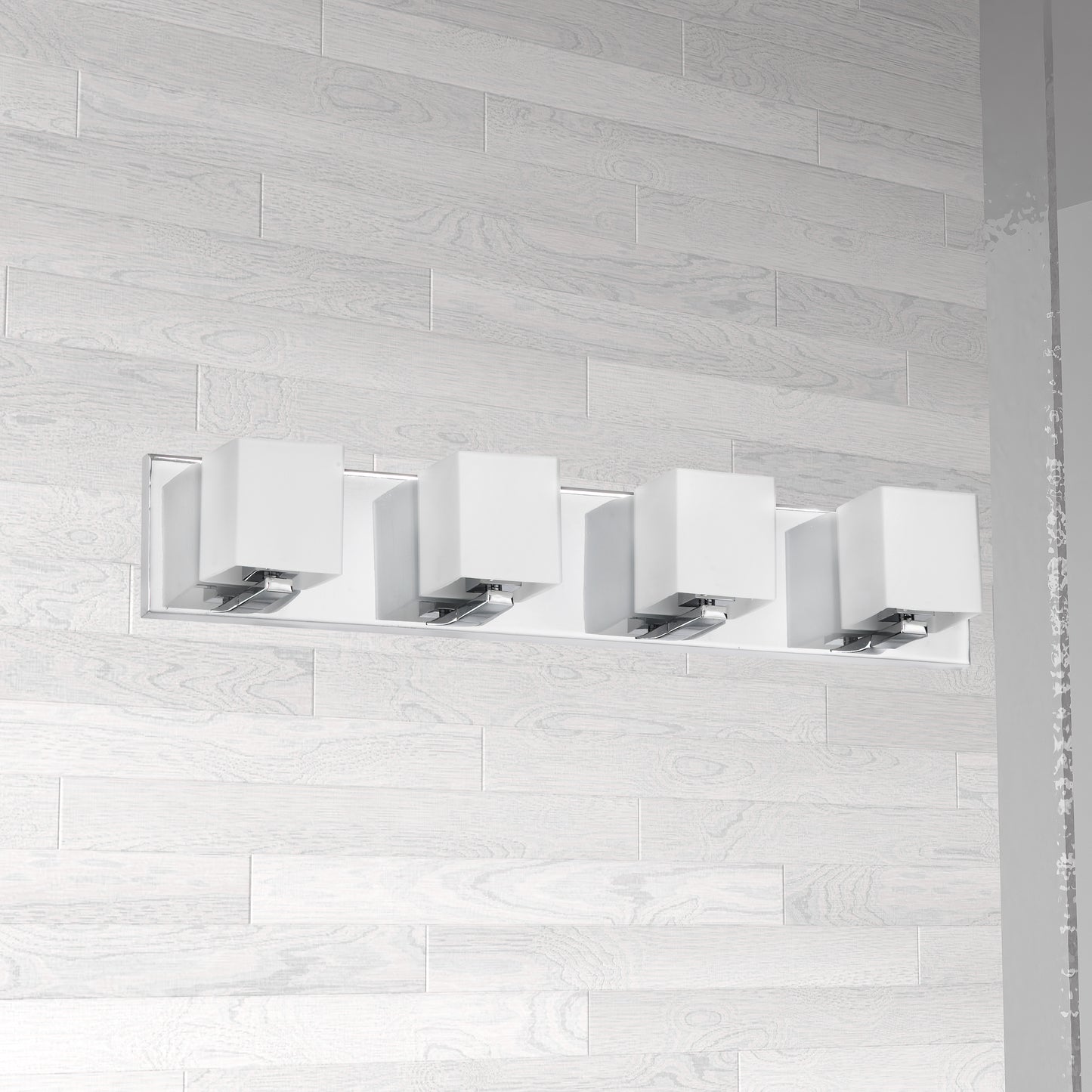 Dainolite 4 Light Vanity, Polished Chrome, Frosted White Glass