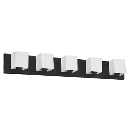 Dainolite 5 Light Halogen Vanity, Matte Black with White Glass