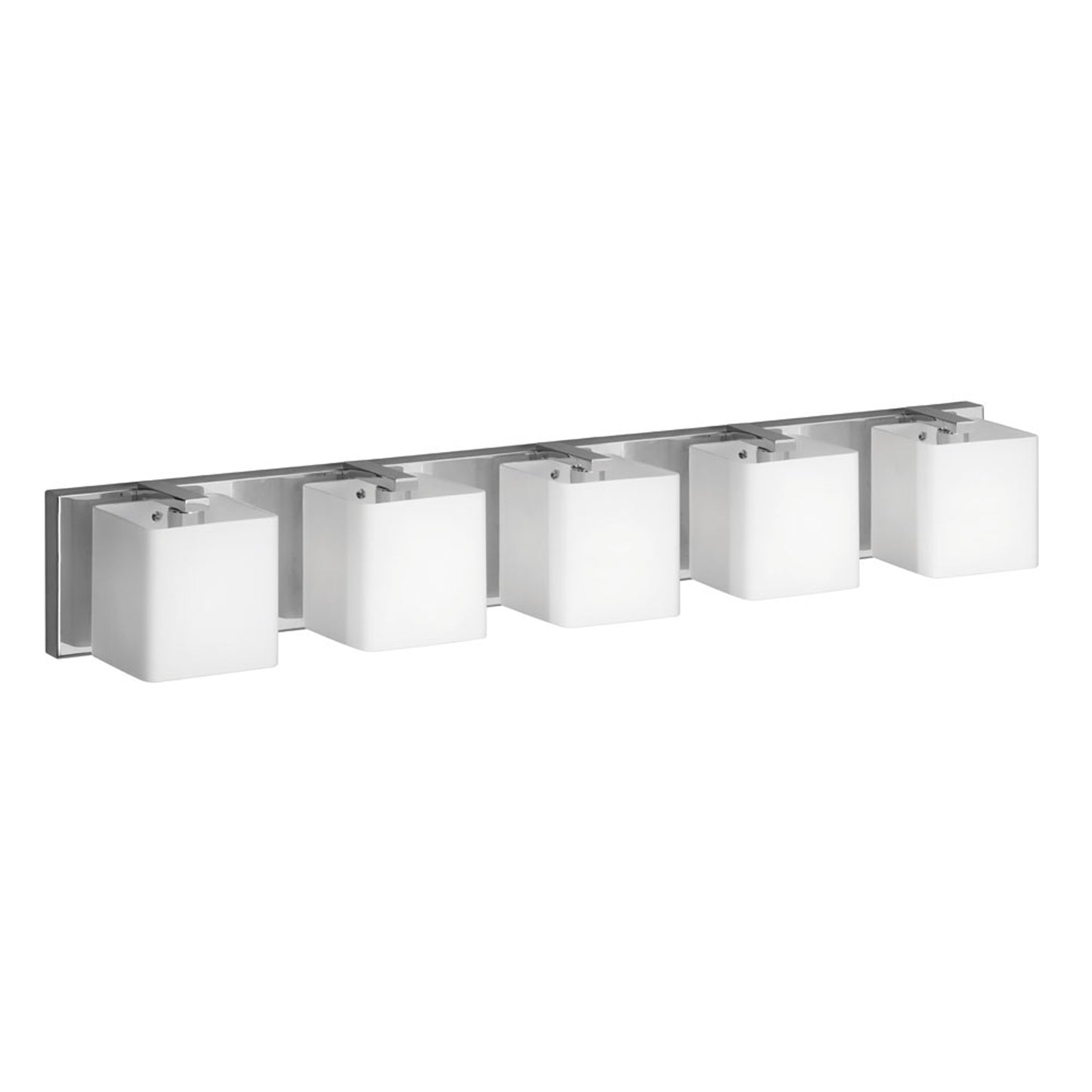 Dainolite 5 Light Vanity, Polished Chrome, Frosted White Glass Shade