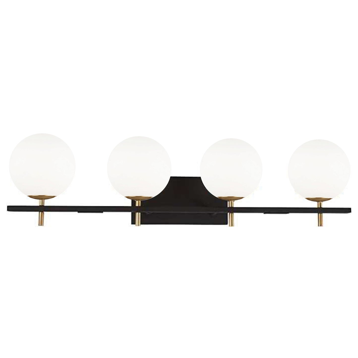 Dainolite 4 Light Halogen Vanity, Matte Black and Aged Brass
