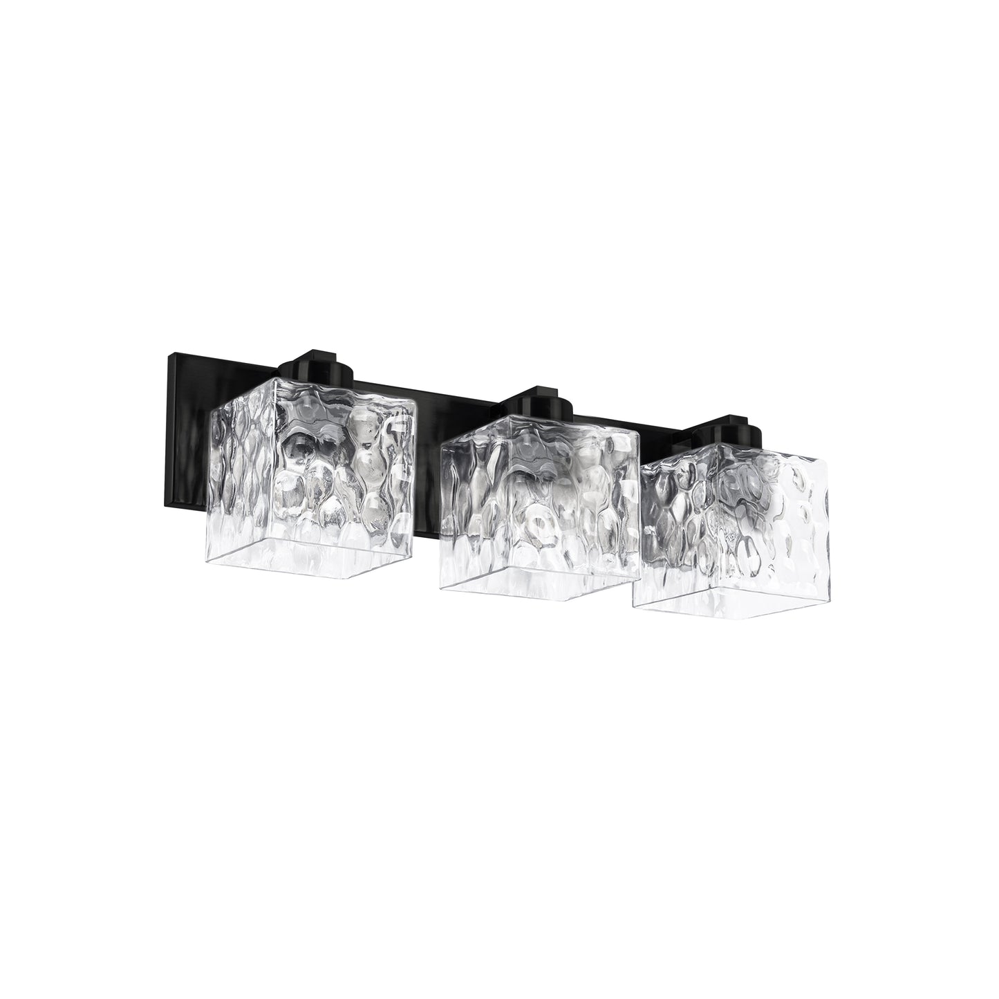 Dainolite 3 Light Vanity in Matte Black w/ Clear Water Glass